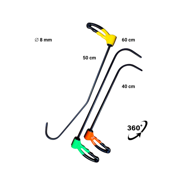 3 Parça Sustalı Çubuk Takımı 40-50-60 cm / 8 mm 360 Derece 